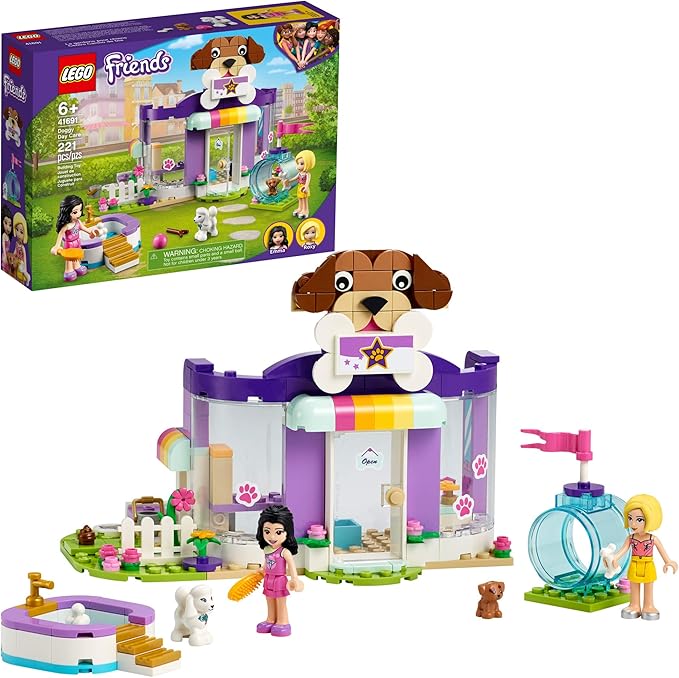 LEGO Friends Doggy Day Care 41691 Building Kit; Birthday Gift for Kids, Comes with 2 Mini-Dolls and 2 Toy Dog Figures, New 2021 (221 Pieces)