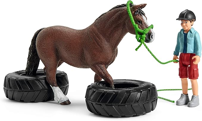 Schleich Farm World, Horse Toys for Kids, Pony Agility Race Playset with Horse Figurines and Accessories 22-Piece Set, Ages 3+