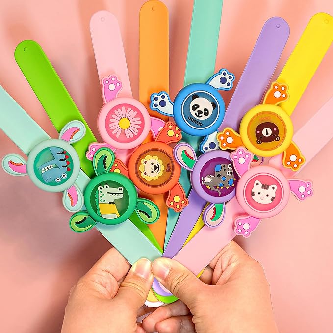 Valentines Day Gifts for Kids, 24 Pack LED Light Up Fidget Spinner Slap Bracelets with Valentines Cards for Kids Classroom School Exchange, Party Favors for Kids 4-8-12 Glow in the Dark Party Supplies