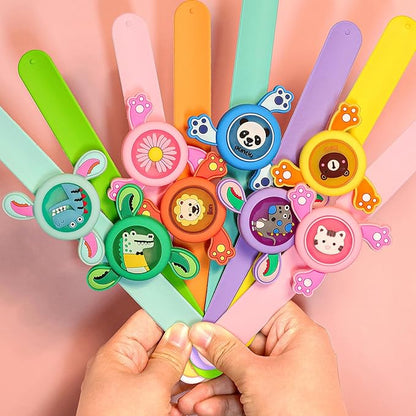 Valentines Day Gifts for Kids, 24 Pack LED Light Up Fidget Spinner Slap Bracelets with Valentines Cards for Kids Classroom School Exchange, Party Favors for Kids 4-8-12 Glow in the Dark Party Supplies
