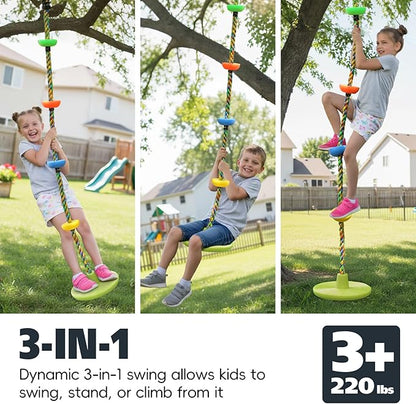 ZNCMRR Tree Swing Climbing Rope, Heavy Duty Swings Seat Replacement for Kids Disc Rope Climbing Swings Seat for Tree Indoor Outdoor Playground Swing Set Accessories(Leaf Green)