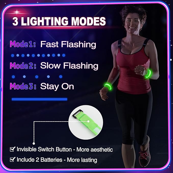 GIFTINBOX 12/6 PCS LED Light Up Bracelets for Kids Adults, LED Glow Flashing Arm Wrist Bands, Glow in The Dark Party Supplies for Night Events Valentine's Day Gifts Party Favors Concerts Rave Sports