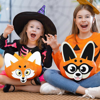 JOYIN 18 Packs Halloween Craft Foam Stickers, Arts Activities Party Supplies, Kids Party Favors, Pumpkin Decorating Kit, Jack O Lantern Face Stickers in 6 Designs, Pumpkin Decor School Party Games