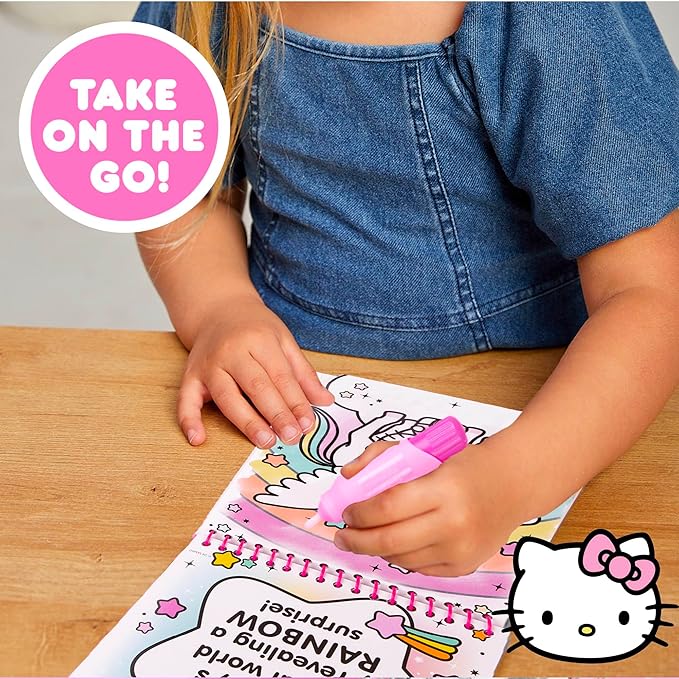 Hello Kitty Aqua Art Pad, 4 Art Pages, On The Go Reusable Water-Reveal Activity Pad, Mess Free Arts And Crafts, Paint with Water Brush Set, Kids Toys, Sanrio Stuff, Hello Kitty Craft Kits For Kids 3+