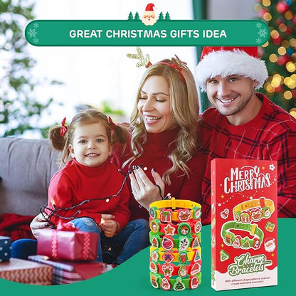 Kids Silicone Bracelets with Stickers & Accessories - Colorful Adjustable Wristbands Rubber Bracelet Set for Boys Girls Dress Up Decorations Party Favors Supplies Christmas Birthday Gift