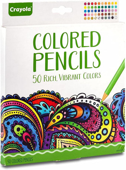 Crayola Colored Pencils For Adults (50ct), Colored Pencil Set for Adult Coloring Books, Coloring Set, Gift for Teens & Adults [Amazon Exclusive]