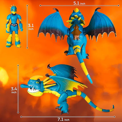 Toysvill Dragons & Vikings Big Action Figures | Light Fury, Night Fury, Deadly Nadder, 2 Hiccup's, Astrid Hofferson | Set of 6 Pcs