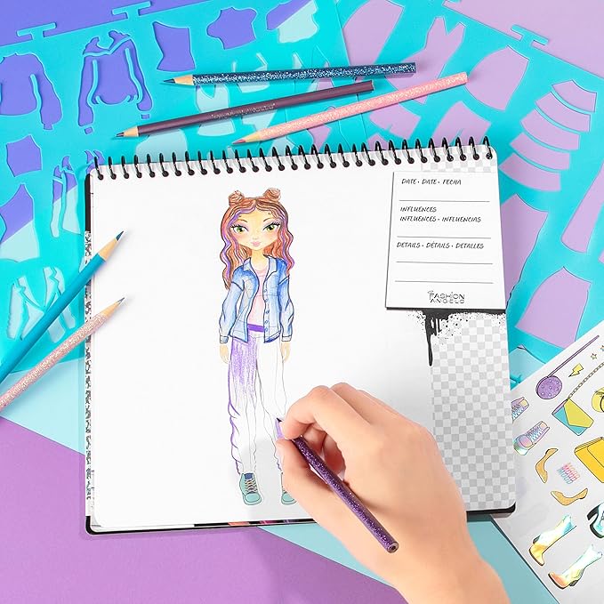 Fashion Angels Streetwear Design Portfolio, Includes 30 Sketch Sheets, Stencil Sheets, Stickers & Inspiration Guide, Ideal Drawing Kit for Girls Ages 6+