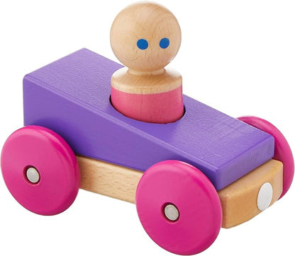 3 Piece Tegu Magnetic Racer Building Block Set, Purple