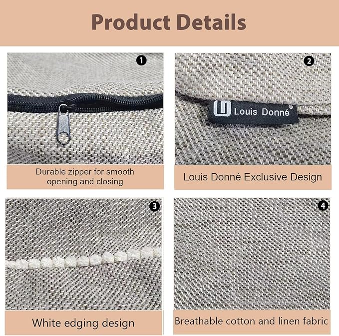 Louis Donné Unstuffed Pouf Ottoman Cover Footstool Square Poofy Ottomans for Storage Foot Rest Floor Cushion Cotton Fabric Decorative for Replacement with Pom Trim Lace 45x45(Only Cover)