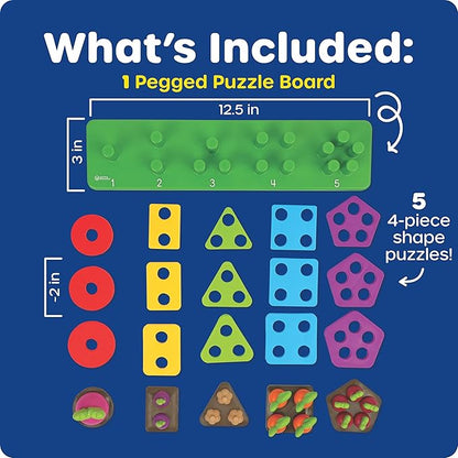 Learning Resources Stacking Shapes Garden, Fine Motor Skills, Stacking and Sorting Puzzle Board, Montessori Toddler Sensory Table Toys, Color Matching, Busy Board, Boy and Girl Gifts