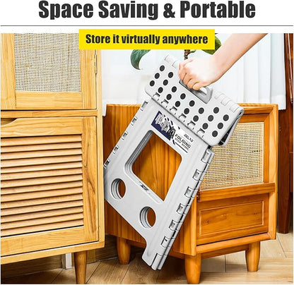 Delxo 16 Inch Folding Step Stool, Heavy Duty Foldable Stool for Adults,Premium Portable Collapsible Plastic Step Stool,Non Slip Folding Stools for Kitchen Bathroom Bedroom Up to 400LBS,(Grey 1PC)