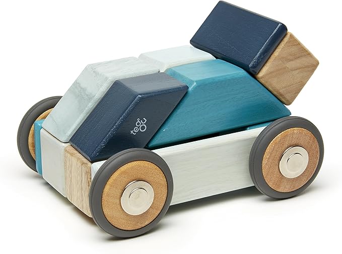 42 Piece Tegu Magnetic Wooden Block Set, Blues, 1-99 years old