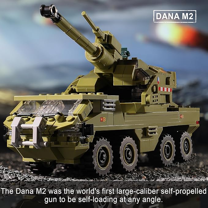 Military Vehicles Building Blocks Sets Compatible with Lego, Includes 2 Army Armored Trucks Toy Models - US M142 HIMARS & Dana M2, Great Army Toys Gift for Boys, Kids, and Teens Ages 8-14