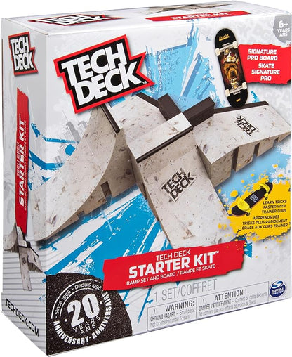 TECH DECK Starter Kit, Customizable Ramp Set with Exclusive Pro Fingerboard and Trainer Clips, Kids Toys for Boys and Girls Ages 6 and up