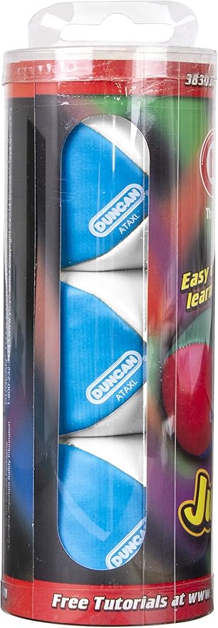 Duncan Toys Juggling Balls, Multicolor, Vinyl Shells, Circus Balls with 4 Panel Design, Plastic Beans, 3 Pack, Blue & White