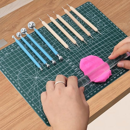 Basic Polymer Clay Tools, Clay Sculpting Tools Acrylic Roller Pin, Clear Rectangle Sheet Press Board, Double-Ended Pottery Carving Set for Beginner (26)