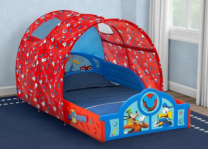 Delta Children Disney Mickey Mouse Sleep and Play Toddler Bed with Tent, Blue/Red