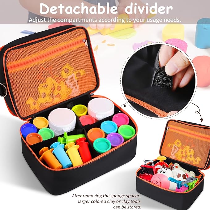 Hard Travel Case for Modeling Compound, Carrying Case for Playdough Set Portable Playdough Storage Organizer Container for Dough Art Clay Tool Kit, Bag Only