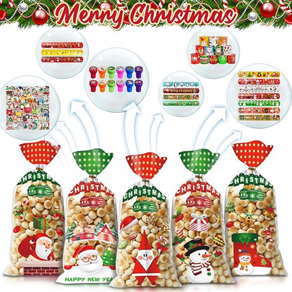 246 Pcs Christmas Party Supplies, Including Christmas Slap Bracelets Bulk Christmas Stamps Christmas Stickers for Christmas Party Favors Supplies Xmas Goodie Bags Stuffers Christmas Classroom Prize