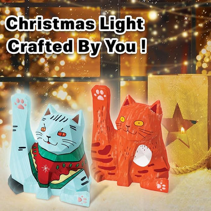 FUNZBO Paint Your Own Cat Lamp Kit - Arts & Crafts Supplies Kitten Painting Kits for Kid Teen Adult, DIY Toy for Toddler Girl Boy Age 3 4 5 6 7 8 9 10 11 12 13 + Easter Valentine Holiday Birthday Gift