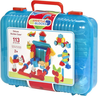 Battat- Bristle Blocks- STEM Interlocking Building Blocks- 113 pc Playset- Reusable Storage Case- Developmental Toys for Toddlers & Kids- Deluxe Builder Case- 2 Years +