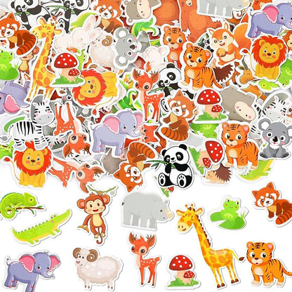 JULBEAR 300 Pieces Animals Foam Stickers Bulk Self-Adhesive Cartoon Forest Animals Reward Stickers for Arts Crafts Animals Forest Theme Party Favors Decoration Home Classroom Teaching DIY Supplies