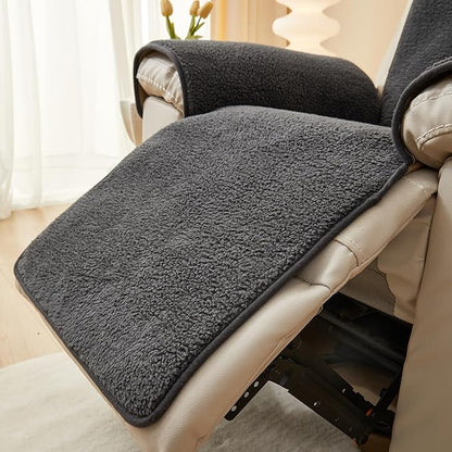 vctops Sherpa Fleece Recliner Chair Cover Super Soft Warm Plush Sofa Slipcover Furniture Protector Non Slip Washable Reclining Chair Cover for Kids, Pets (Dark Grey,22"x82")