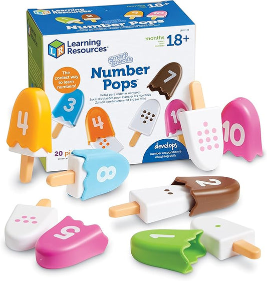 Learning Resources Smart Snacks Number Pops - 20 Pieces, Ages 2+,Toddler Number Learning Toys, Preschool Math Games, Fine Motor Toys, Numbers for Kids