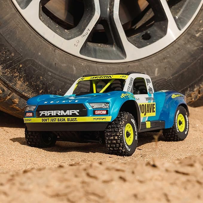 ARRMA RC Truck Mojave GROM 4x4 Smart Small Scale Desert Truck, RTR (with Battery and Charger Included) Blue/White ARA2104T2
