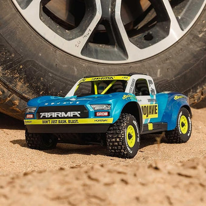 ARRMA RC Truck Mojave GROM 4x4 Smart Small Scale Desert Truck, RTR (with Battery and Charger Included) Blue/White ARA2104T2