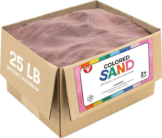 Hygloss Colored Play Sand – 25 lb Bright Rainbow Craft Sand for Sand Art, Christmas Decorations, DIY Projects, Classroom Activities, and Plant Décor – Fine, Non-Toxic Sand, Safe for Kids Ages 3+