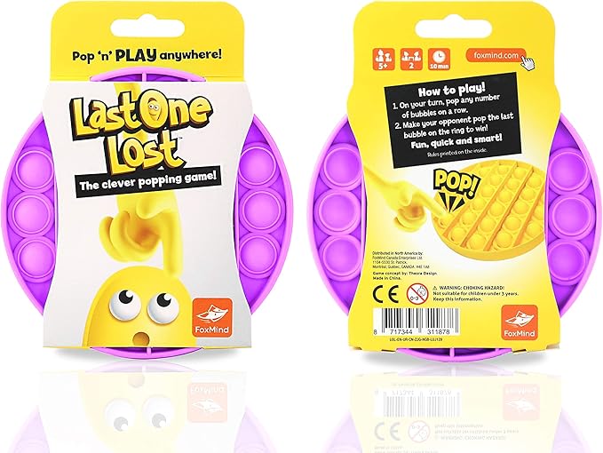 FoxMind, Last One Lost, Tactile Logic Travel Game for Kids, Family, and Friends - Purple
