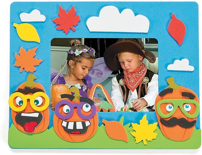 Funny Face Pumpkin Photo Frame Craft Kit - 12 - Crafts for Kids and Fun Home Activities