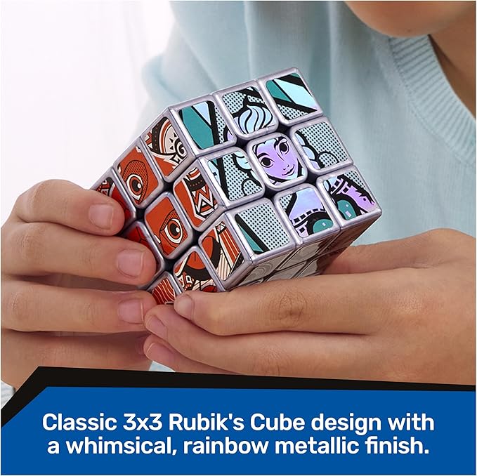Rubik’s Cube, Disney 100th Anniversary Metallic Platinum 3x3 Cube, Fidget Toys Adults, Mickey Mouse Toys, Disney Toys for Adults & Kids Ages 8+