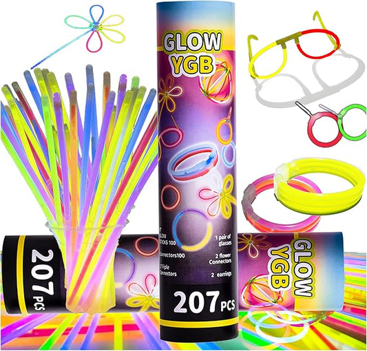 Glow Sticks 414Pcs Bulk Party Pack 8” Glow In The Dark Sticks Glow Bracelets And Glow Eyeglasses And Necklaces Earrings Favors For You... (414PCS)