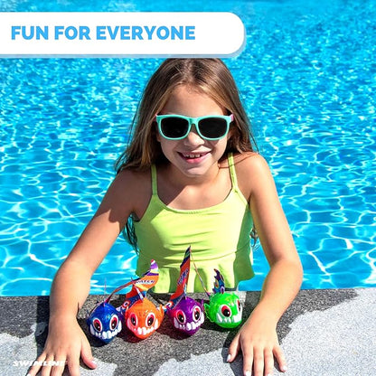 Swimline Original 1-Pack Diving Toys LED Light-Up Glowing Sea Animal Piranha Catch The Fish Retrieval Game for Swimming Pool & Bath Tub for Kids Green Color Flashing Underwater Dive Practice Learn