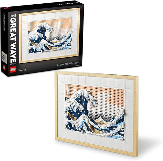 LEGO Art Hokusai – The Great Wave 31208, 3D Japanese Wall Art Craft Kit, Framed Ocean Canvas, Creative Activity Hobbies for Adults, DIY Home, Office Decor