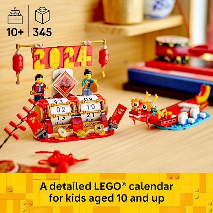 LEGO Festival Calendar - Lunar New Year Building Toy for Kids, Boys and Girls, Ages 10+ - Dragon Boat Festival Learning & Educational Toy - with Calendar for Holiday Decorations - 40678