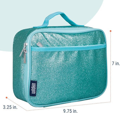 Wildkin Kids Insulated Lunch Box Bag for Boys & Girls, Reusable Kids Lunch Box is Perfect for Elementary, Ideal Size for Packing Hot or Cold Snacks for School & Travel Bento Bags (Blue Glitter)