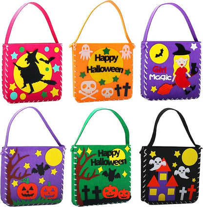 Flying Childhood Sew Your Own Bags - Kids Sewing Kit - Felt Crafts for Kids - Make 6 Felt Trick or Treat Bags - Birthday Gifts for Girls