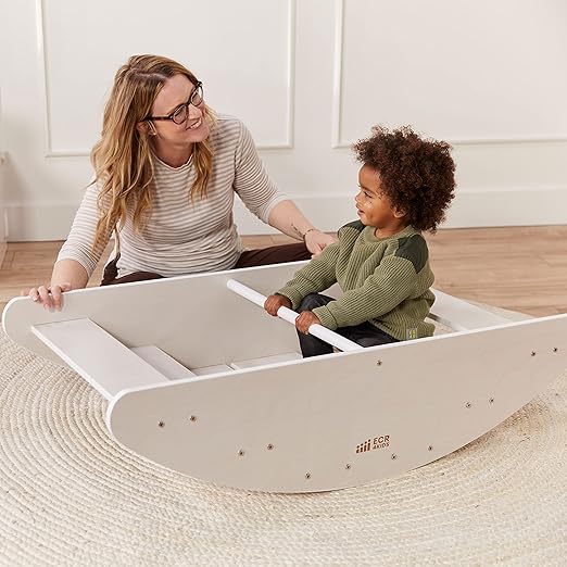ECR4Kids Rocking Boat and Steps, Play Center, White Wash