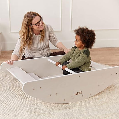 ECR4Kids Rocking Boat and Steps, Play Center, White Wash