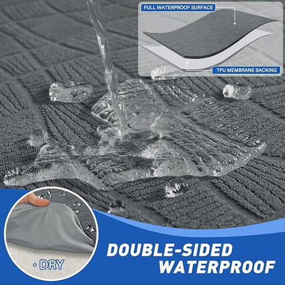 MAXIJIN Waterproof Recliner Chair Covers 3 Pieces Recliner Cover That Stay in Place, Washable Lazy Boy Recliner Slipcovers with Pockets Reclining Protector for Pet, Kids (Recliner, Light Gray)