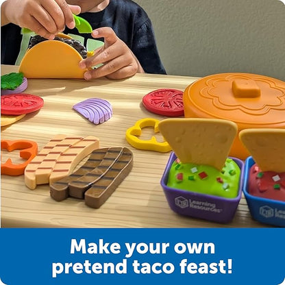 Learning Resources New Sprouts Taco Night - Pretend Play Food for Toddlers, Montessori Toys, Imaginative & Social Skills, Play Food Kitchen, Grocery Store Accessories, Gifts for Boys and Girls