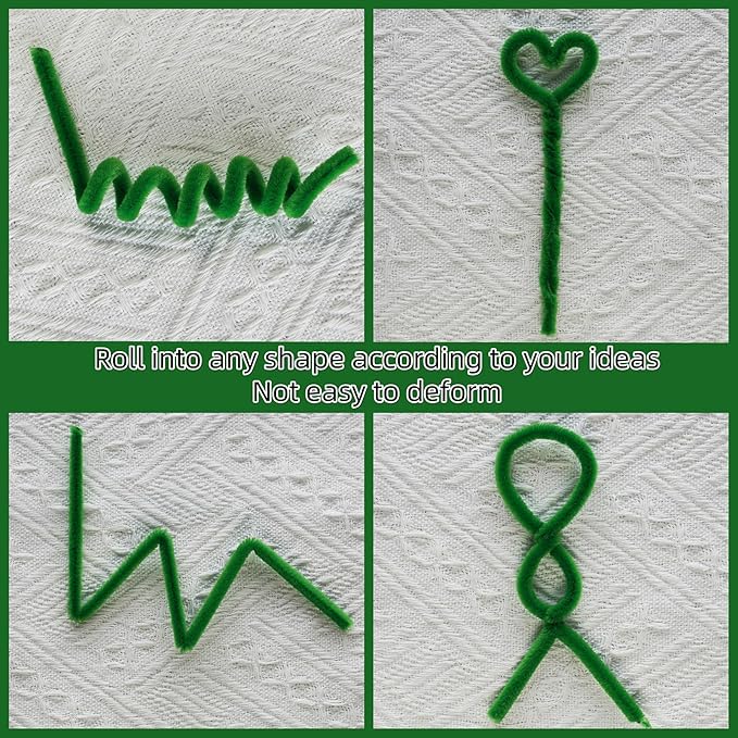 Qirimoi Green Pipe Cleaners Craft Pipe Cleaners Bulk Pipecleaners Crafts Supplies，200Pcs Green