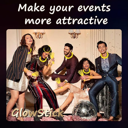 75 Glow Sticks Bracelets and Necklaces, 8'' Glowsticks Bulk Pack Bright Glow in the Dark Party Supplies for Kids (Yellow)