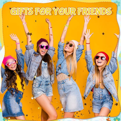 50 Pcs Silicone Bracelets Adjustable Rubber Bracelets Wristbands Cute Colorful Bracelets with Holes Charms Swimming Identify Birthday Party Gifts, 10 Colors, 8''