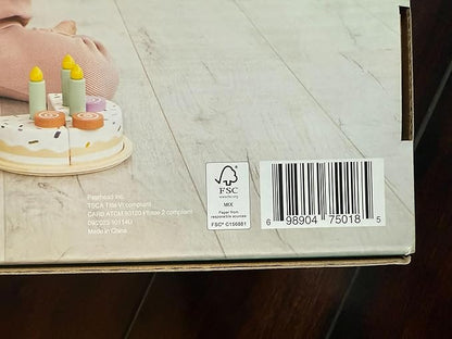 Pearhead Celebration Montessori Birthday Cake Toy Set, Wooden Play Toys for Developmental Learning, Play Kitchen Sets for Toddlers Ages 3+ Years, Pretend Play Food Sets, 14 Piece Wooden Play Toy Set