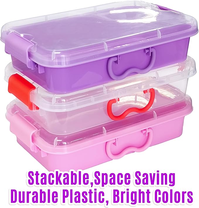 Carolart 3 Pack,Empty Sensory Bin,13.5 Inch Storage Container,Portable Plastic Storage Bins, Stackable Play Tray for toys,arts,crafts and sand.